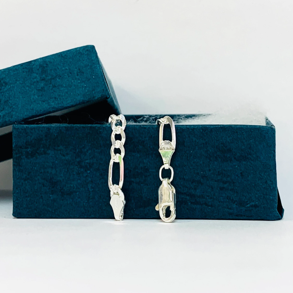 925 Sterling Silver Baby ID Bracelet Figaro Kids Gifts Boys Girls 6" 4g Pulsera De Bebe