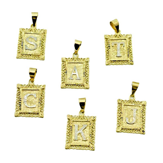10K Yellow Gold Initials Letter Pendant Charm Diamond Cut Baby Newborn Womens Mens 18x15mm