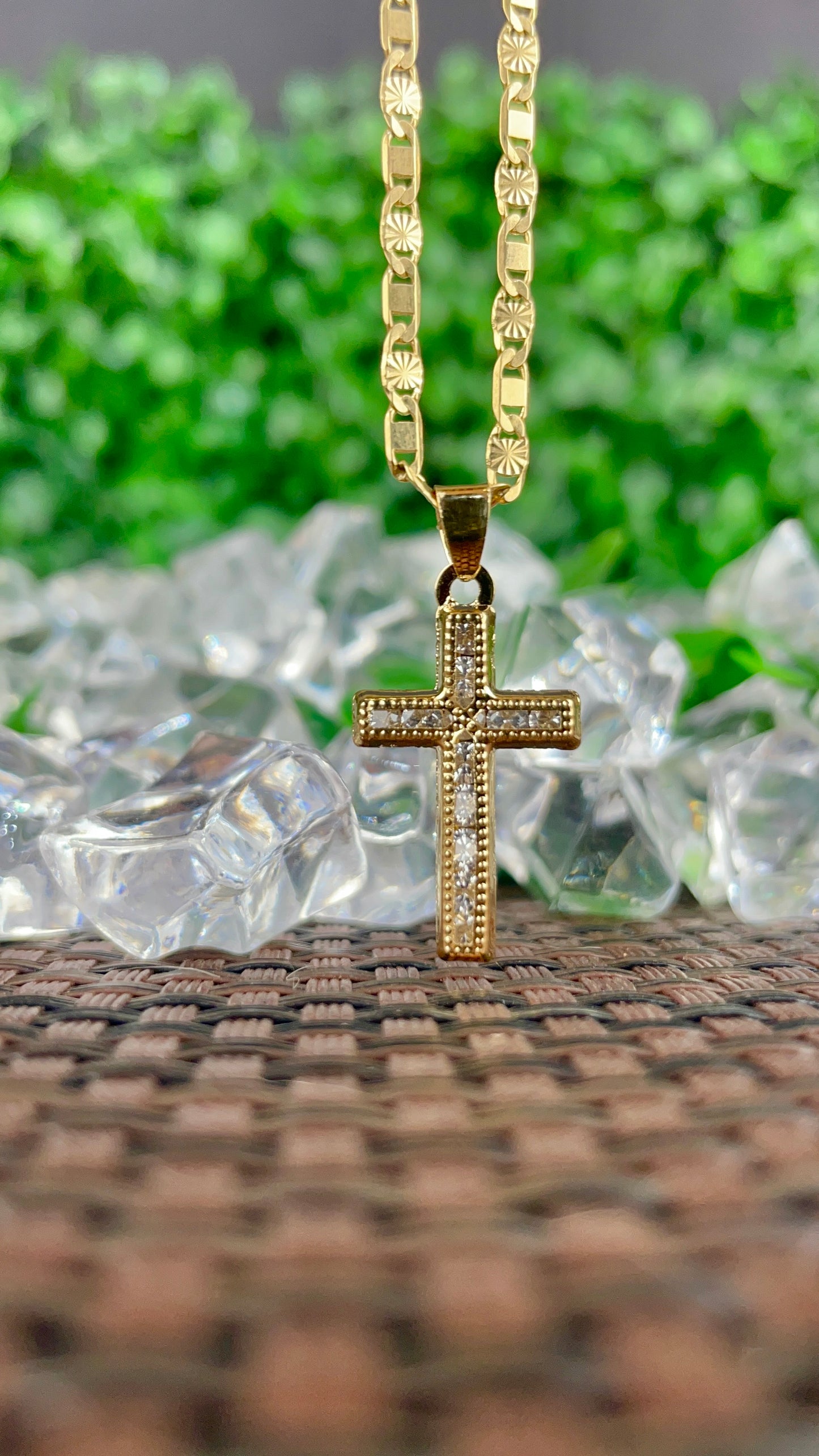 14K Gold Filled CZ Crucifix Cross Necklace Charm Pendant for Womens Religious Gifts