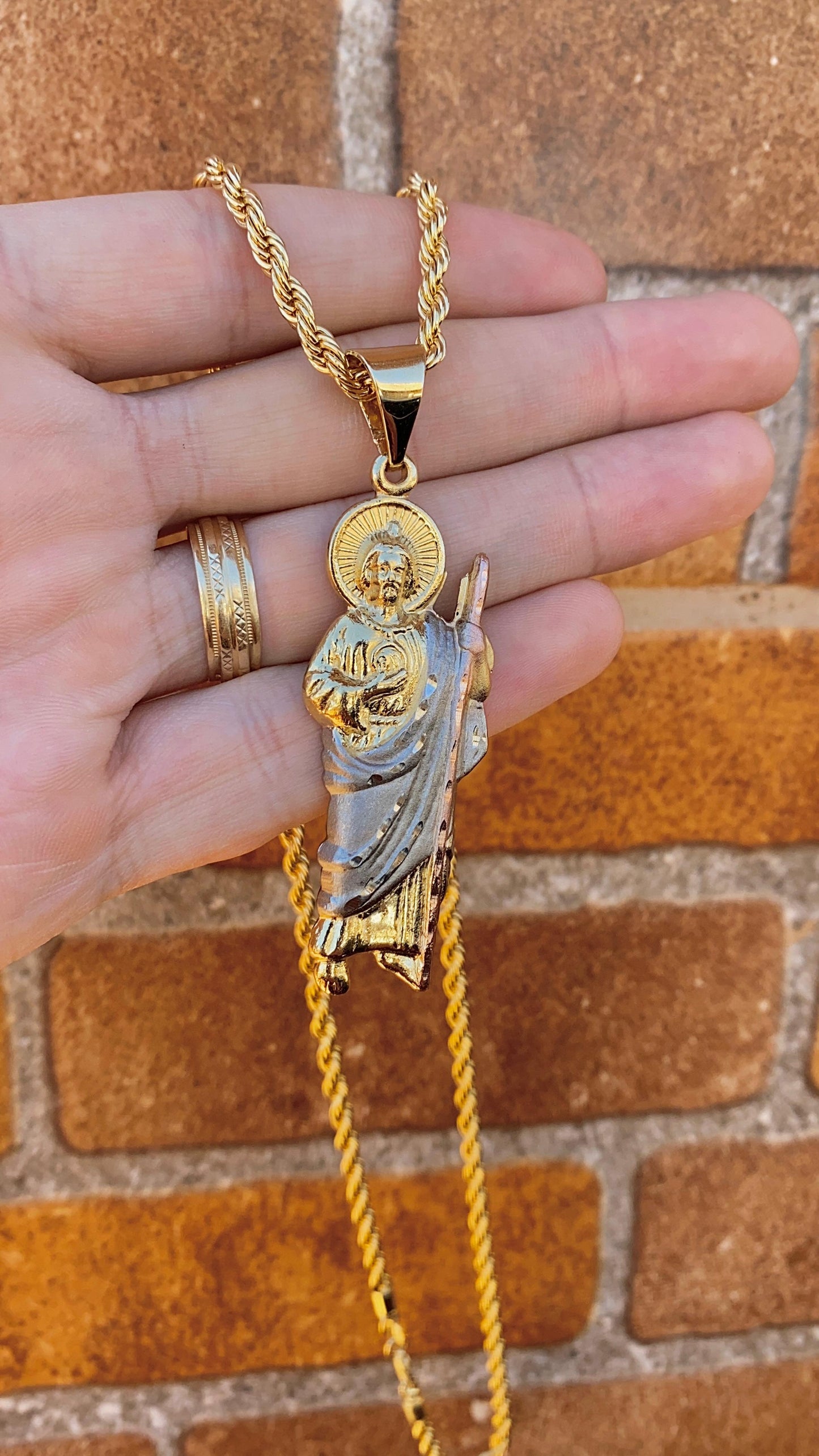 San Judas Necklace 24" Pendant 14K Gold Filled Jewelry for Mens