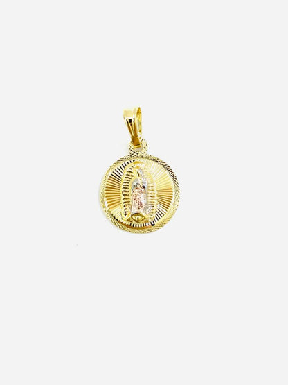 Virgen de Guadalupe Charm Pendant Diamond Cut Gold Filled Kids Baby Women's 18x15mm
