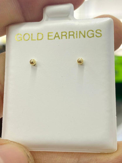 10K Yellow Gold Ball Earrings 2mm for Baby Girls Jewelry Push back Fancy Stud Earrings
