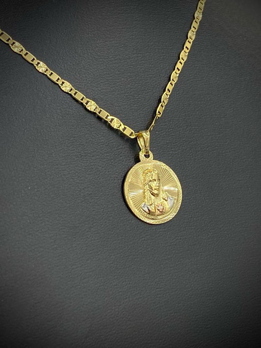 14K Gold Filled Jesus Necklace Sacred Heart Charm Women Men Valentino 21x18