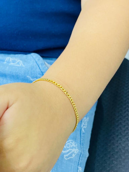 14K Gold Filled Baby Bracelet Kids Newborn Curb Link Chain Pulsera Bebe Guillo