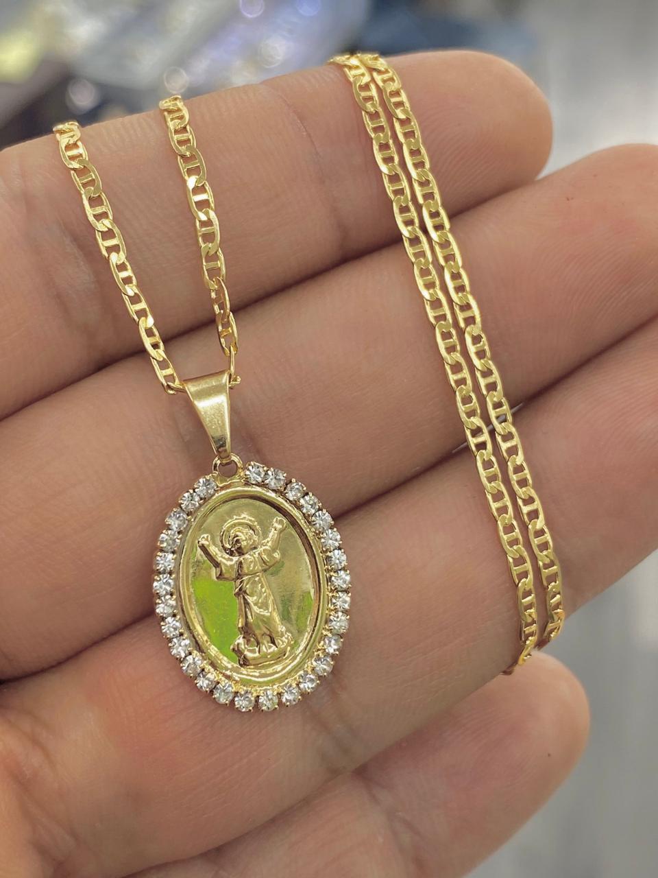 Baby Jesus Necklace Charm Pendant for Womens Ladies 20" 14K Gold Filled Divino Nino