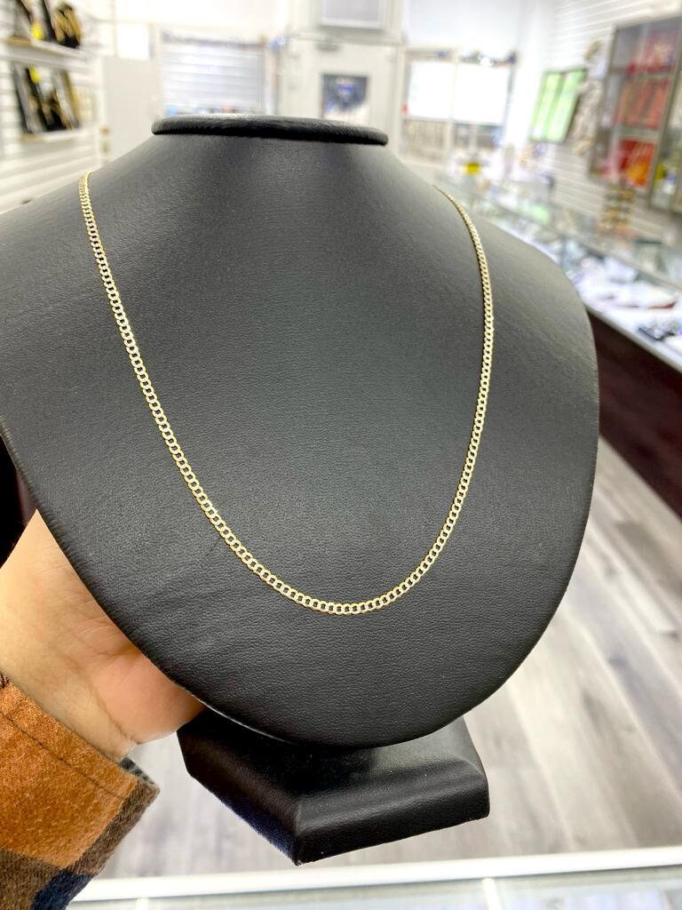 10K Yellow Gold Miami Curb Chain Necklace Solid 2.4mm Adults Kids Unisex Diamond Cut Cadena