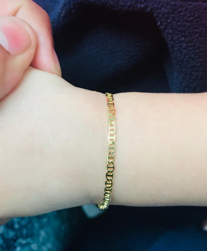 Prime Jewelry 14K Gold Filled Mariner Link Bracelet - Newborn Baby Bracelet - Mariner Link Bracelet For Kids Womens Mens