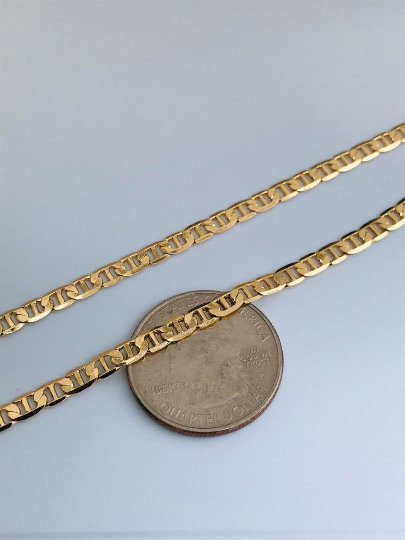 14K Gold Filled Mariner Link Chain Necklace For Mens Womens Kids / Everyday Necklace / Dainty Necklace / Cadena Mariner Link en Oro Laminado Para Hombre Mujer Niños