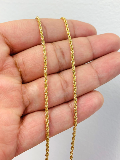 18K Gold Filled Rope Chain Necklace For Mens Womens 18" 20" 24" Everyday Necklace Cadena Rope Para Mujer y Hombre / Dainty Necklace