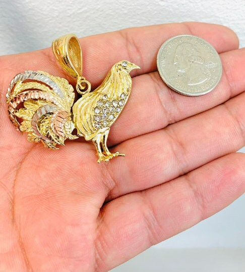 Rooster Necklace Pendant 33x45mm For Mens Figaro 24" 18K GF - Prime Jewelry 269