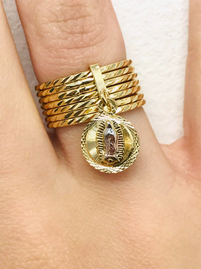 14K Gold Filled Virgen de Guadalupe Ring / Semanario Guadalupe Ring / Guadalupe Jewelry / Womens Ring 7 8 9 10 / Anillo Semanario de La Virgen de Guadalupe Para Mujer Oro Laminado