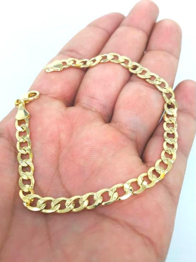 18K Gold Filled  Cuban Link Bracelet 8.5" Mens Bracelet