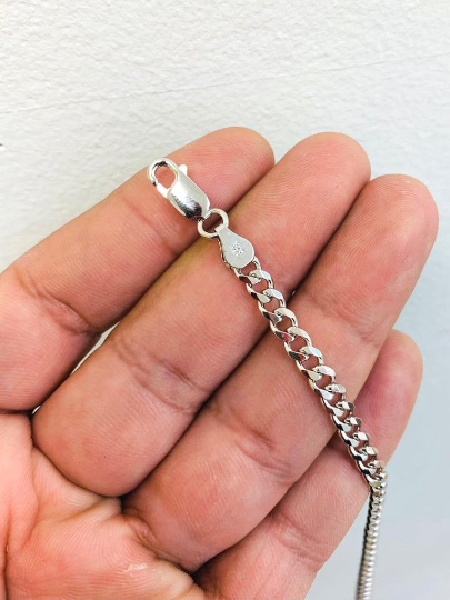 Cuban Curb Silver Bracelet 7" For Men or Womens Rhodium Bracelet 6.8g 4.7mm Sterling Silver Cuban Bracelet / Pulsera Cuban Para Hombre y Mujer en Plata Pura
