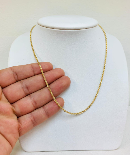 18K Gold Filled Rope Chain Necklace For Mens Womens 18" 20" 24" Everyday Necklace Cadena Rope Para Mujer y Hombre / Dainty Necklace
