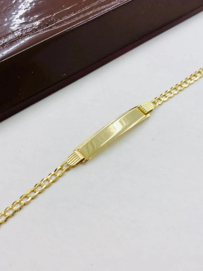 PrimeJewelry269 - 10K New Bracelet Yellow Gold ID Size 6" Gifts Baby Kids Childrens Cuban Link