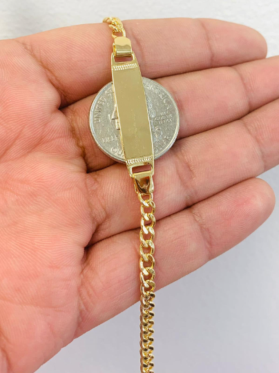 Cuban Link ID Bracelet / 18K Gold Filled ID Cuban Bracelet / Men's Bracelet / Womens Bracelet 7.75" / Pulsera Cuban Link / Pulsera Unisex Oro Laminado / Cuban Curb Bracelet