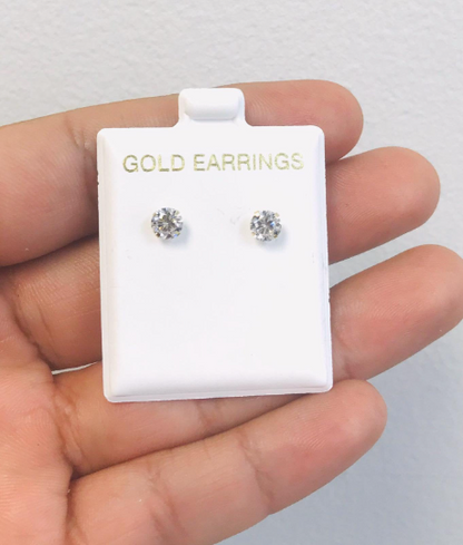 10K Yellow Gold CZ Earrings 1.5 to 7mm Stud Push Back Earrings / Womens Earrings /Aretes para Mujer en Oro Real / Push Back Earrings / Stud Earrings