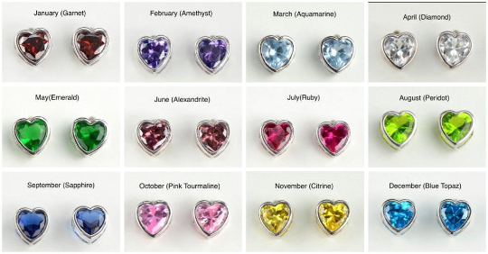 14K Solid Gold Heart Birthstones Earrings Screw Back for Kids Womens Ladies / Everyday Gold Earrings / Valentines Day Gift / Aretes de Corazón Oro Solido 5x5mm