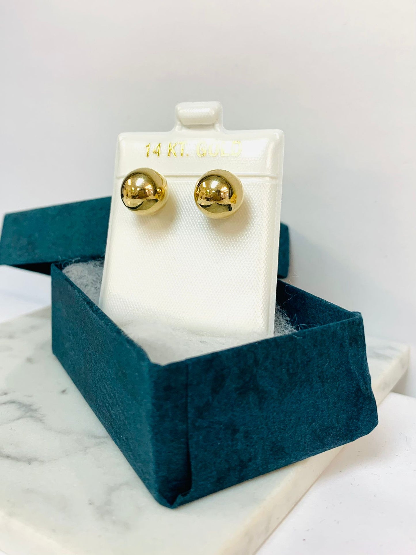 Stud Earrings Ball Push Back 10mm 14K Genuine Yellow Gold Stylish and Dainty Gift Womens - Prime Jewelry 269