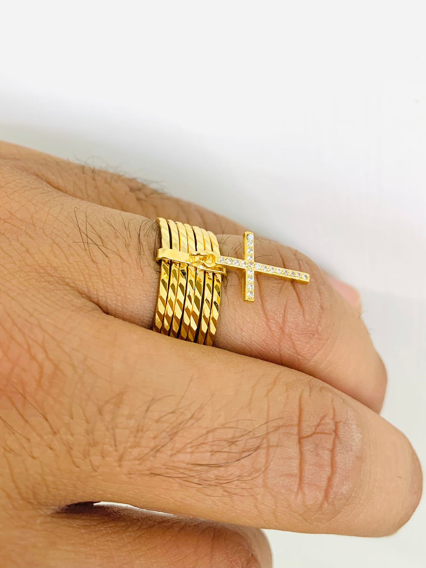 Semanario Cross Ring in Gold Filled for Womens Mens / Semanario Ring / Cross Weekly Ring for Womens / Anillo Semanario de Cruz Para Mujer