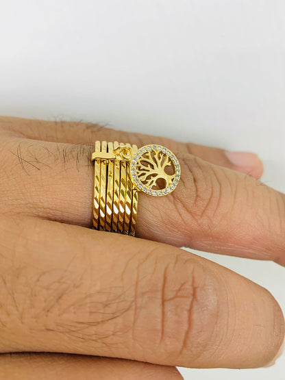 Tree of Life Ring Jewelr Ring for Womens in Gold Filled #7 #8 #9 #10 / Anillo Semanario Árbol de la Vida para Mujer / Tree Of Life Semanario Ring