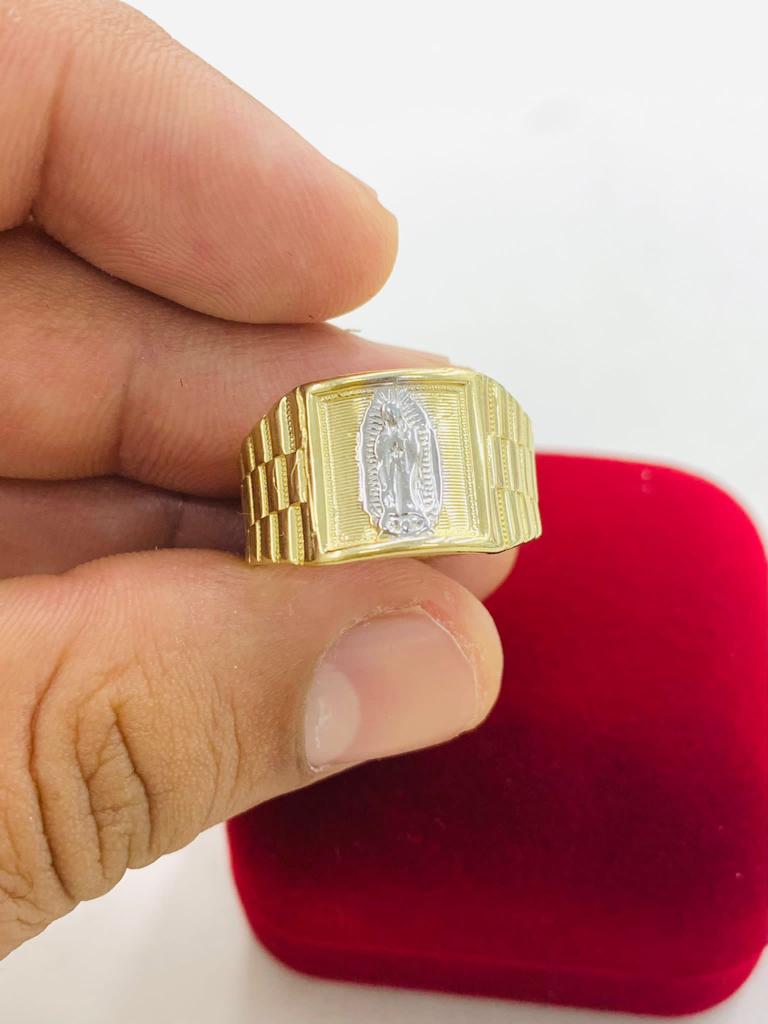 14K Yellow Gold Virgen de Guadalupe Ring 5.78g / Two Tone Virgin of Guadalupe Ring