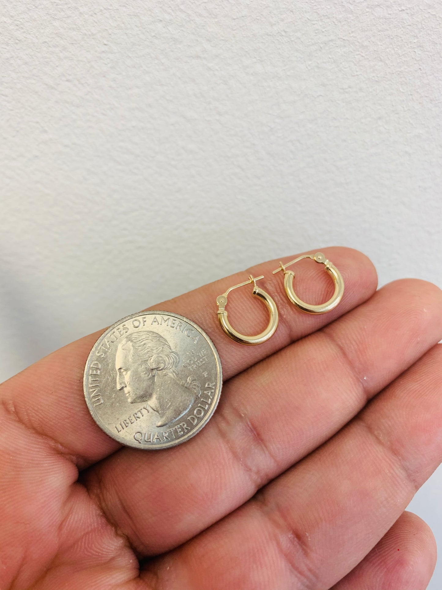 14K Yellow Gold Little Hoop Earrings For Womens Female Girls Birthday Gifts