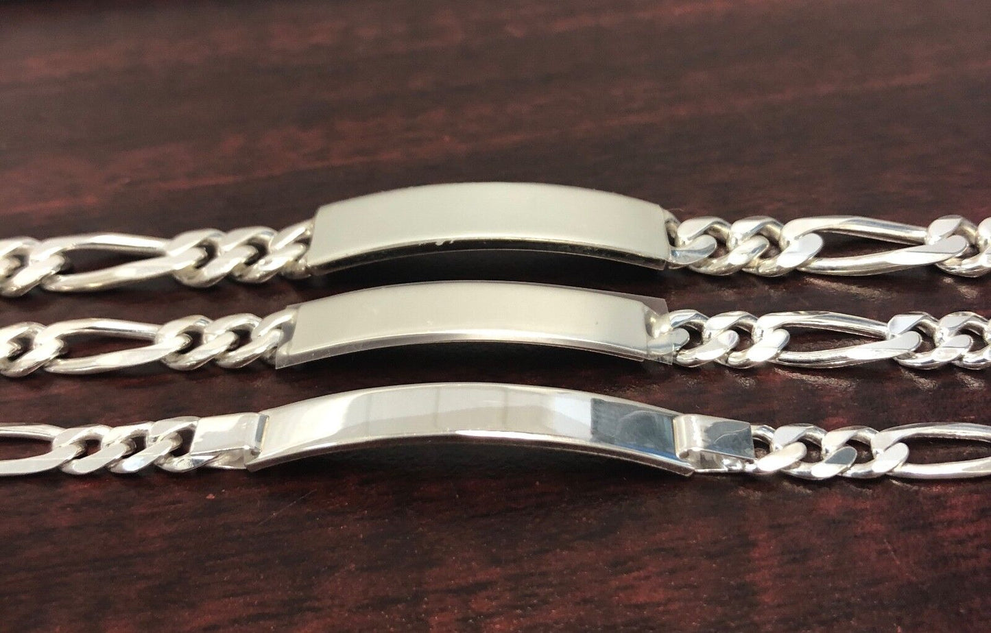 925 Sterling Silver Mens Womens Figaro ID Bracelet Personalized Jewelry 8" Fashion Piece Gifts