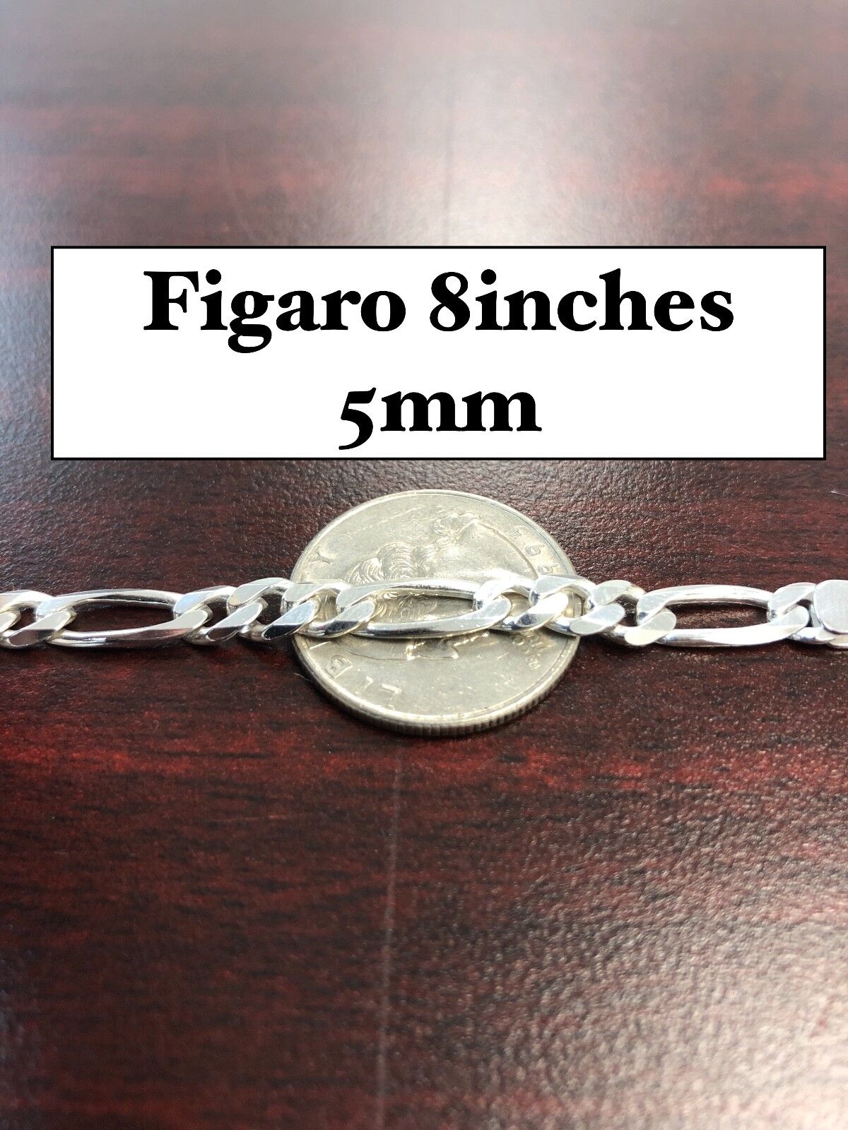 925 Sterling Silver Mens Womens Figaro ID Bracelet Personalized Jewelry 8" Fashion Piece Gifts