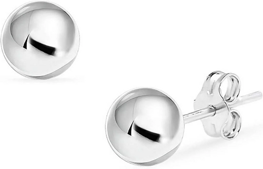 925 Sterling Silver Ball Stud Earrings High Polished Women's Jewelry 6 and 7mm Kids Baby Earrings