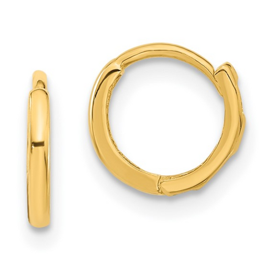 14K Real Gold Dainty Huggies Earrings Women/Girls/Men 8.5x9.1mm / Aretes en Oro Real 14K Para Mujer / Womens Jewelry / Everyday Earrings