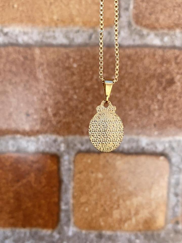 14K Gold Filled Baby Jesus Necklace for Kids Box Link Chain 16" 16x10mm