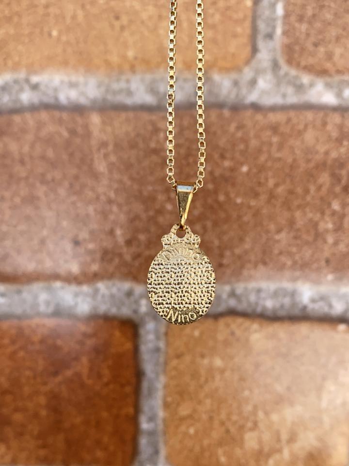 14K Gold Filled Baby Jesus Necklace for Kids Box Link Chain 16" 16x10mm