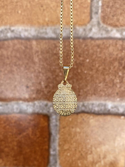 14K Gold Filled Baby Jesus Necklace for Kids Box Link Chain 16" 16x10mm