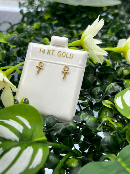 14K Yellow Gold Filled Ankh Earrings 8x4mm Jewelry Gifts Womens Everyday