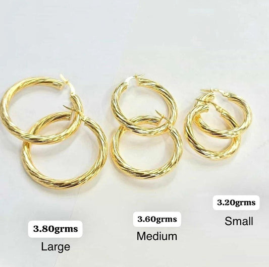 14K Yellow Gold Hoop Earrings For Womens Argollas Arracadas Oro Real 14K para Mujer - Prime Jewelry269