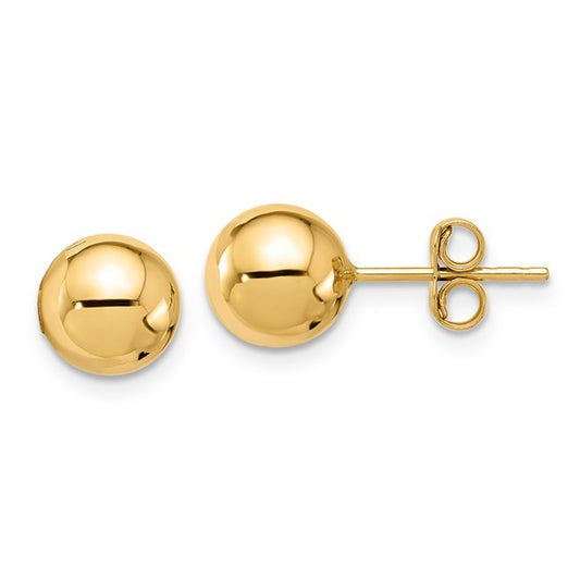 10K Solid Yellow Gold Ball Nose Ring for Womens 1.5mm Dainty Push Back Nose Piercing