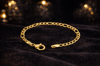 Figaro Bracelet Gold Filled 5.75" For Gifts Birthday Elegant Fashion