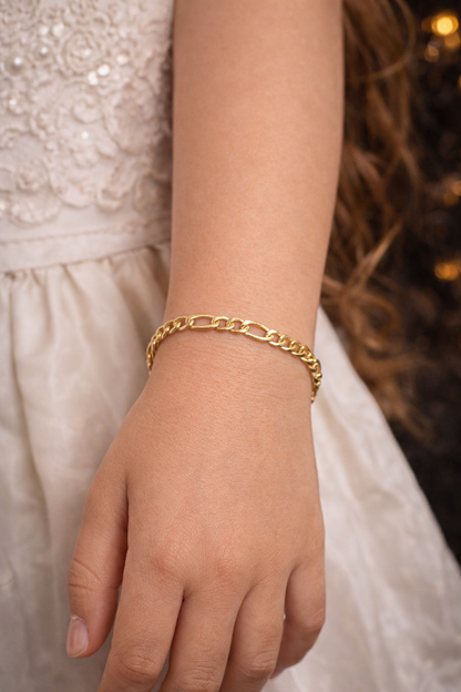 Figaro Bracelet Gold Filled 5.75" For Gifts Birthday Elegant Fashion