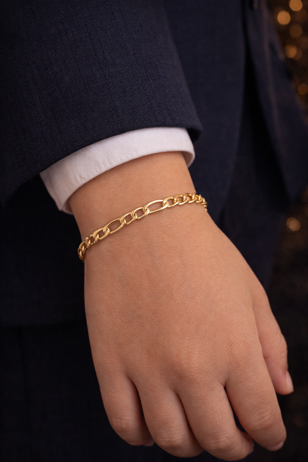 Figaro Bracelet Gold Filled 5.75" For Gifts Birthday Elegant Fashion