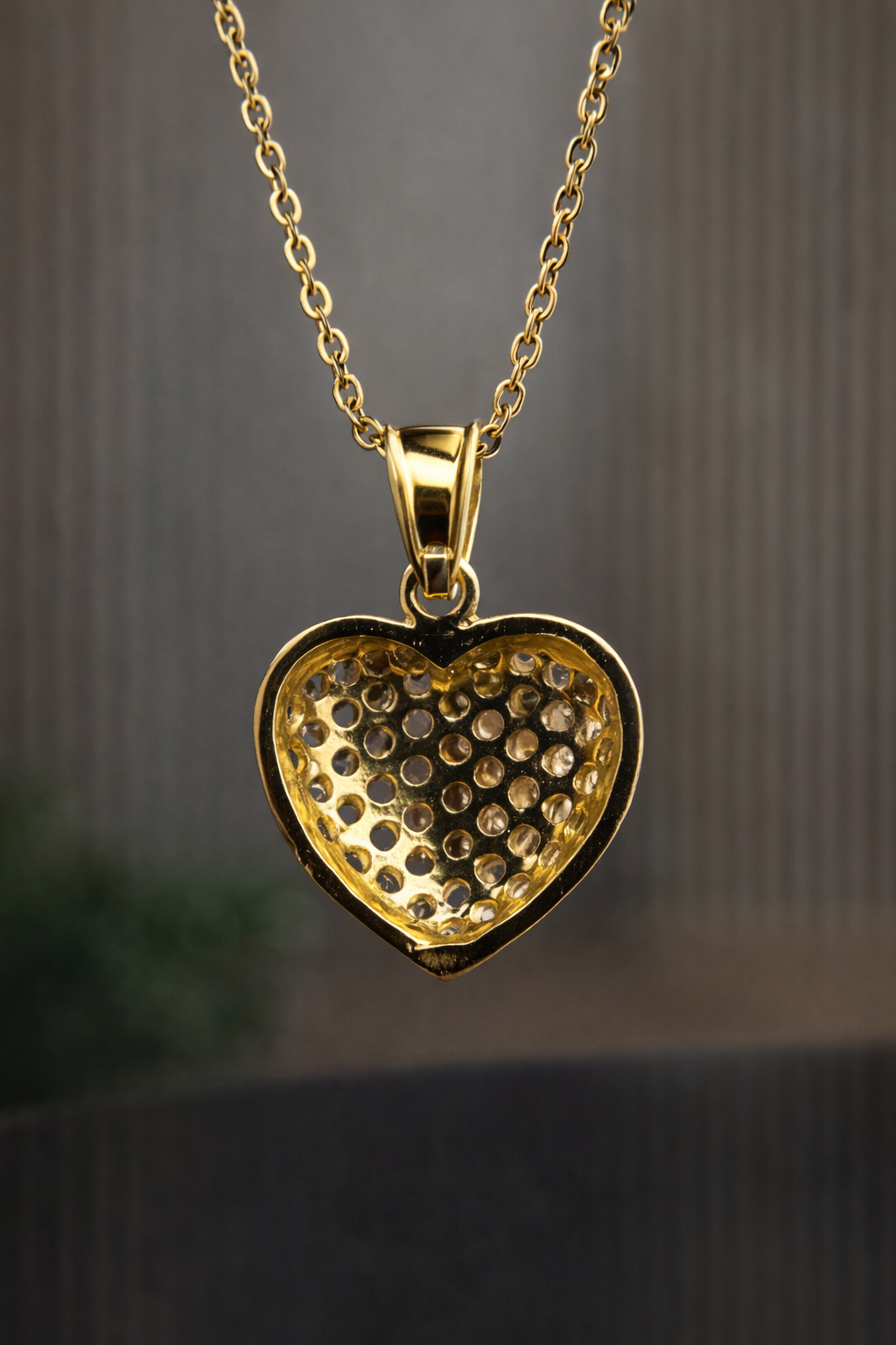 CZ Heart Necklace for Womens Cable Link Chain 17"