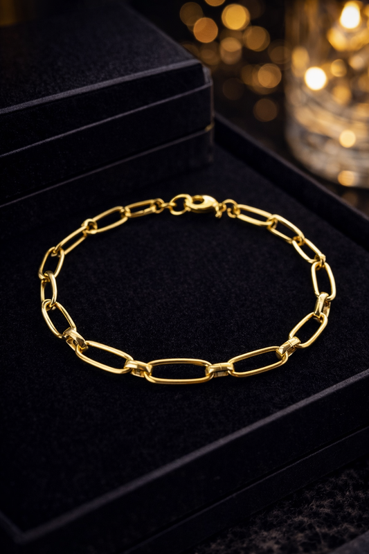 14K Gold Filled Womens Paper Clip Bracelet for Everyday Use Gifts Anniversary Fashion Elegant