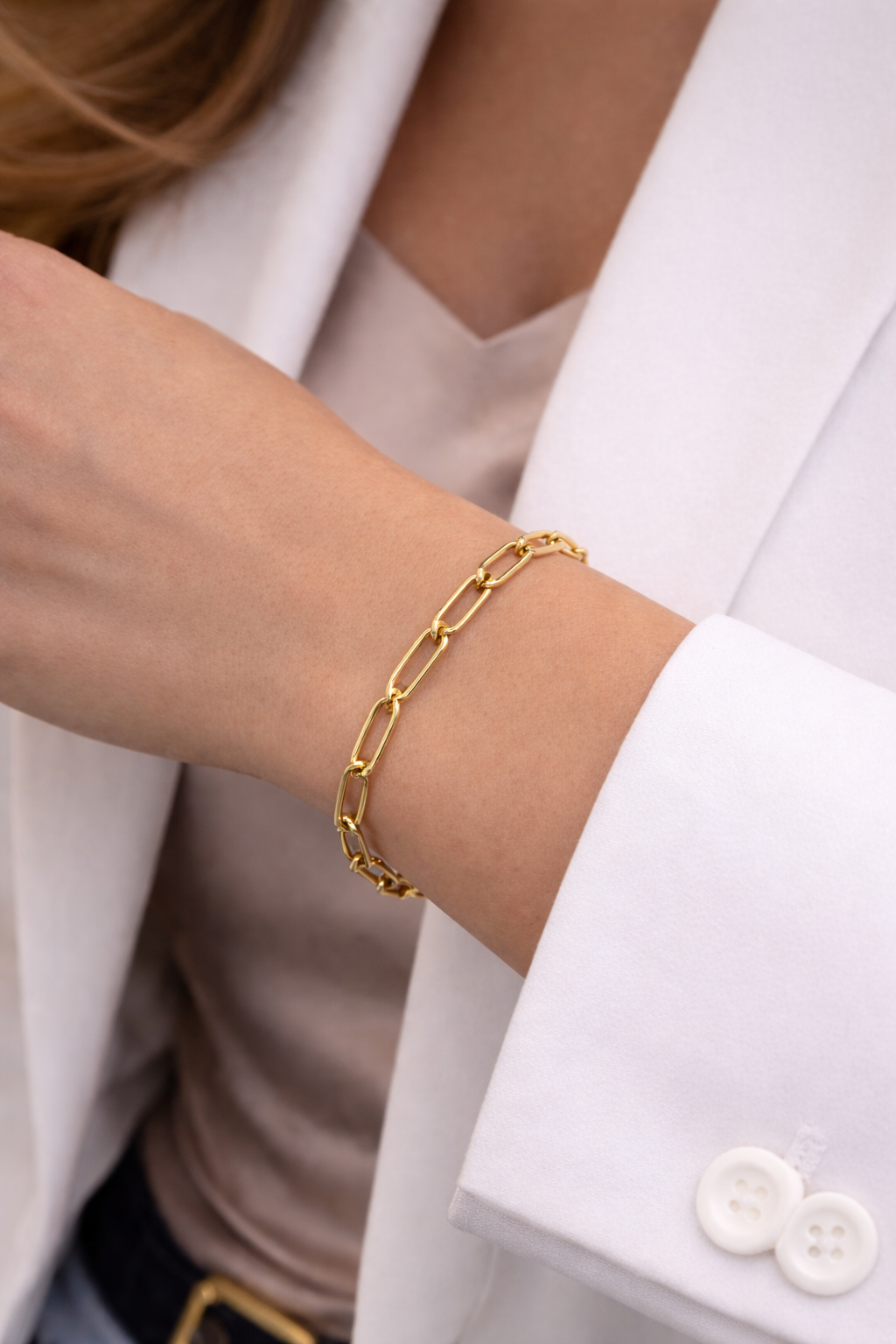14K Gold Filled Womens Paper Clip Bracelet for Everyday Use Gifts Anniversary Fashion Elegant