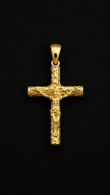 Dije de Cruz en Oro Laminado para Hombre 36x23mm/Rustic Cross Pendant for Mens in Gold F/Everyday Pendant/Man Cross Jewelry/Crucifix Pendant