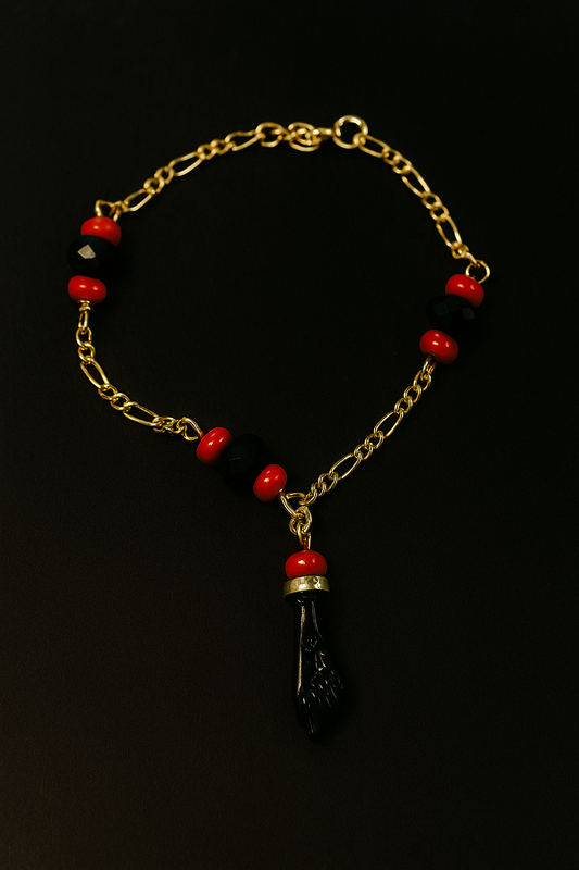 18K Gold Filled Azabache Bracelet Figaro Link 6" Inches / Kids Bracelet / Childrens Jewelry / Pulsera Azabache Para Ninos en Oro Laminado