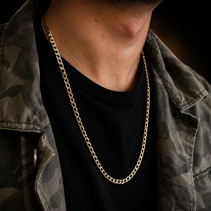 14K Yellow Gold Mens Necklace 26” 13.5g 5.3mm Cuban Link Chain Necklace