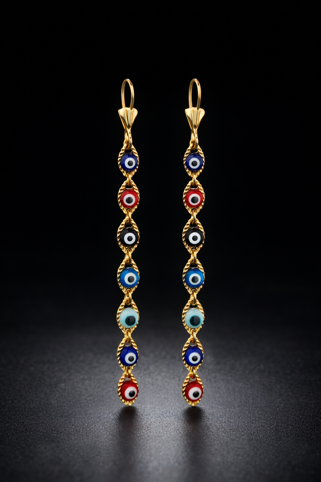 14K Gold Filled Evil Eye Lever Back Earrings Protection Jewelry / Aretes en Oro Laminado de Mal de Ojo Para Mujer
