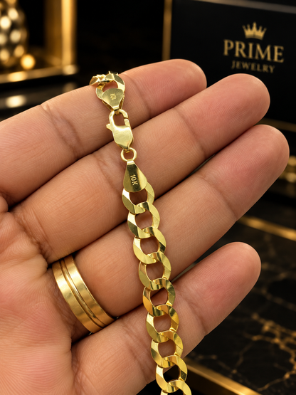 10K Yellow Gold Curb Link Chain Necklace for Mens 22" 8mm