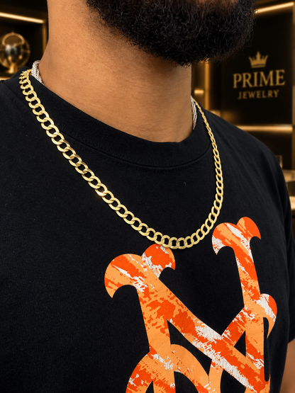 10K Yellow Gold Curb Link Chain Necklace for Mens 22" 8mm