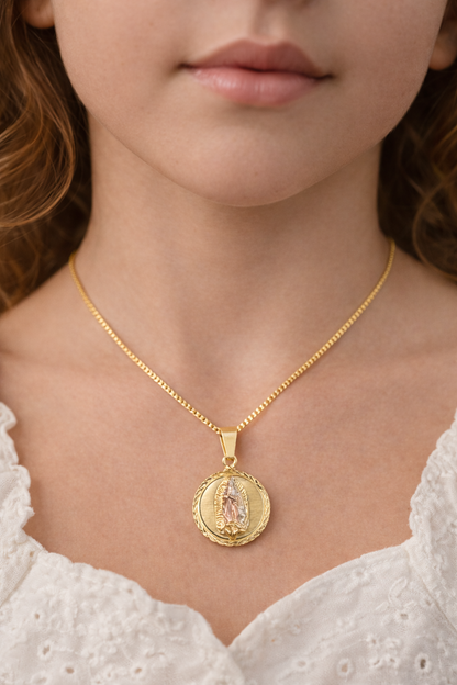 Virgen de Guadalupe Necklace 14K Gold Filled / Virgen de Guadalupe Pendant 18x15mm / Guadalupe Jewelry / Cadena de la Virgen de Guadalupe en Oro Laminado